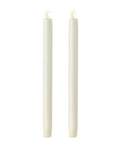 Remote Control 12 Inch Ivory Moving Flame Taper Candle Set - 2