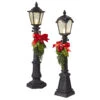 19.25" Lighted Black Lamppost With Greenery Set Of 2 Assorted - Battery Operated -Solar Christmas Holiday Shop 120 202022 02 22T131212.402