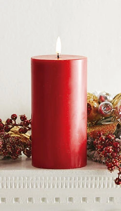 Uyuni 3 Inch X 7 Inch Red Pillar Candle - Remote Ready