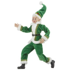 16 Inch Green Posable Christmas Elf -Solar Christmas Holiday Shop 12044