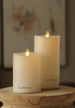 Matchless 360 Degrees Moving Flame LED Pillar Candle - 3 X 6.5 Inch -Solar Christmas Holiday Shop 2 size matchless candles 2