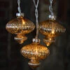 Battery Operated Set Of 10 Gold LED Mercury Glass Lights -Solar Christmas Holiday Shop 22552 large image