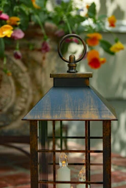 Battery Operated Mission Style 3 Candle Lantern - Antique Bronze 12 Inch -Solar Christmas Holiday Shop 2279860 hang