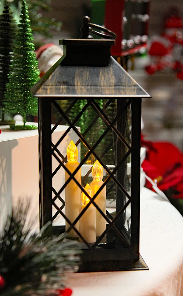 Battery Operated LED Candle Lantern Traditional Style 3 Tapers - Antique Bronze 12 Inch 4 Battery Operated LED Candle Lantern Traditional Style 3 Tapers - Antique Bronze 12 Inch - Image 2