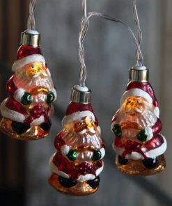 Battery Operated Antique Santa Glass String Lights - 10 Lights