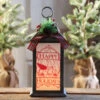 13 Inch Battery Operated Lighted Grey Holiday Lantern With Realistic Flame Effect -Solar Christmas Holiday Shop 2421970 grey