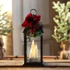 Holiday Flameless Candle Lantern 3 Tapers - Antique Bronze 12.5 Inch -Solar Christmas Holiday Shop 2441450 new main image