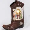 Lighted Cowboy Boot With Santa Water Lantern In Swirling Glitter -Solar Christmas Holiday Shop 2548310 santa