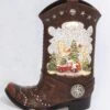 Lighted Cowboy Boot With Truck Water Lantern In Swirling Glitter -Solar Christmas Holiday Shop 2548310 truck