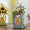Set Of 2 Spring And Summer Metal Lanterns With Floral Accents -Timer -Solar Christmas Holiday Shop 2584920 summer lanterns mai