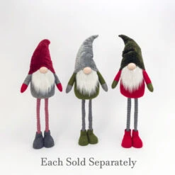 Holiday Gnome With Extendable Legs - Red Hat, Striped Legs - 46 Inch -Solar Christmas Holiday Shop 2597440 2 1