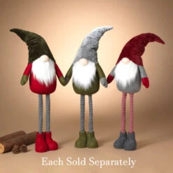 Holiday Gnome With Extendable Legs - Red Hat, Striped Legs - 46 Inch -Solar Christmas Holiday Shop 2597740 3 1