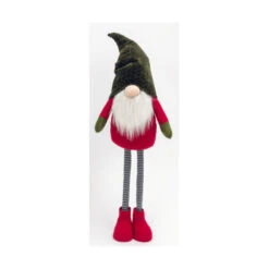 Holiday Gnome With Extendable Legs - Green Hat, Striped Legs - 46 Inch -Solar Christmas Holiday Shop 2597740 green hat