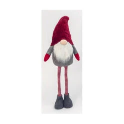Holiday Gnome With Extendable Legs - Red Hat, Striped Legs - 46 Inch -Solar Christmas Holiday Shop 2597740 red main