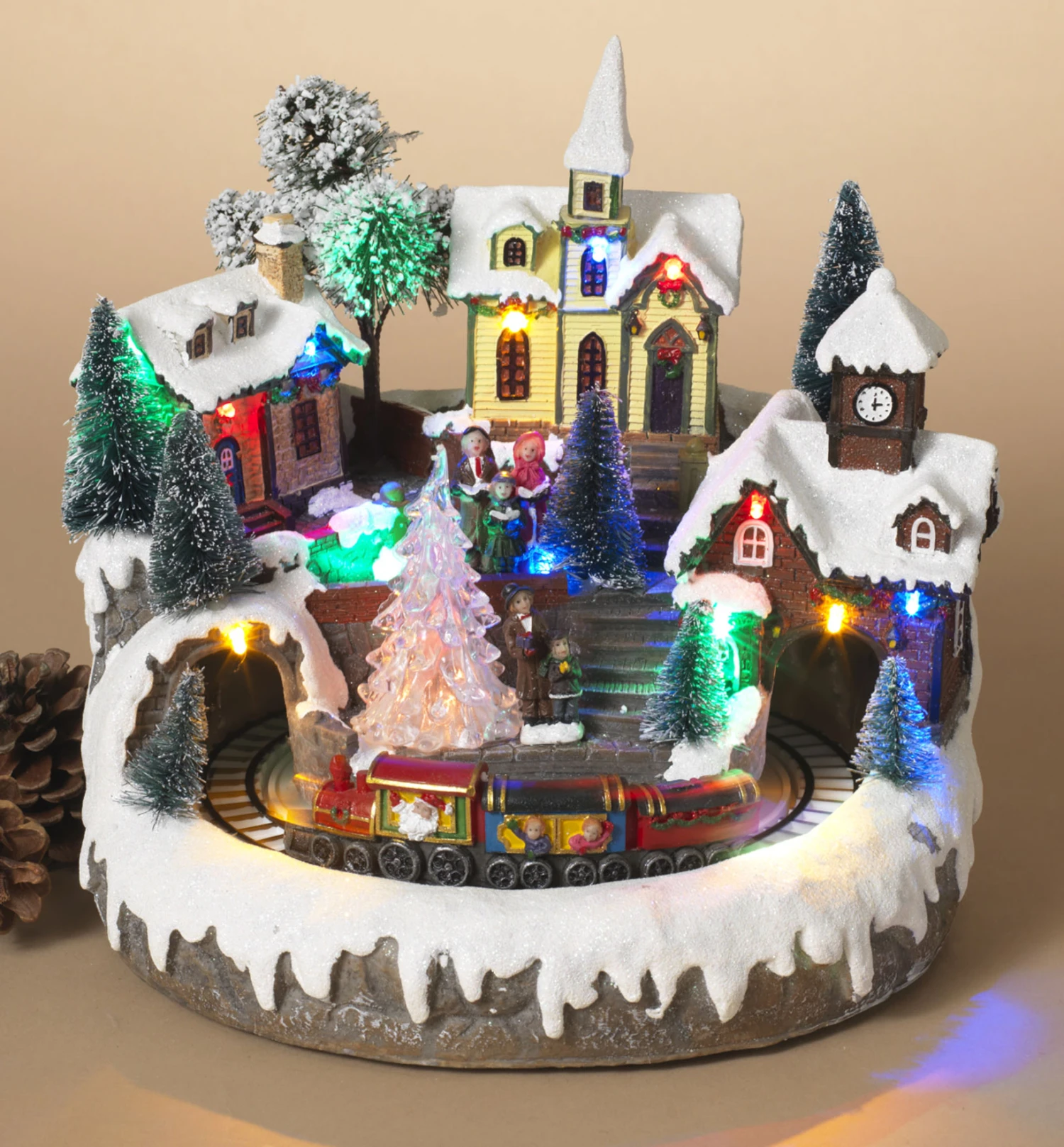Battery Operated Lighted Musical Village With Moving Train 3 Battery Operated Lighted Musical Village With Moving Train