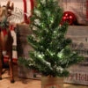 Battery Operated Lighted Pine Tree In A Wood Planter Box - 15 Inch