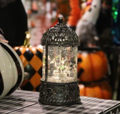 Animated Halloween Carousel Skeleton Merry-Go-Round With Moving Figurines Lighted Water Lantern -Solar Christmas Holiday Shop 2648690 lantern