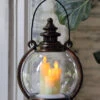 Moving Flame Antique Bronze 3 Candle Lantern - 10 Inch Battery Operated NEW 2022