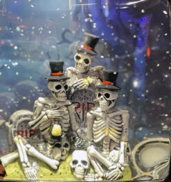 Halloween Skeleton Scene TV Lighted Water Lantern - With Spooky Sounds - New 2023 -Solar Christmas Holiday Shop 2691860 skeletons inside