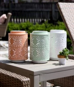 Rechargeable Lantern With Fire Glow Light Unit 12 Inch Coral Enamel -Solar Christmas Holiday Shop 3 colors 2 544x640 1