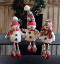 Plush Winter Snowmen Set Of 3 Assorted - 14 Inch