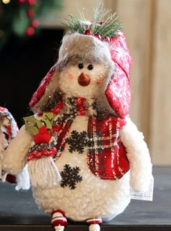 Plush Winter Snowmen Set Of 3 Assorted - 14 Inch -Solar Christmas Holiday Shop 3 snowmen ear flap hat