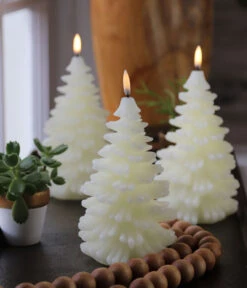Uyuni 4.25 X 8 Inch Ivory Christmas Tree Candle - Remote Ready -Solar Christmas Holiday Shop 3 trees for boc