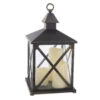 Black 3 LED Candle Lantern With Gold Brushing: 12.5 Inch With Timer -Solar Christmas Holiday Shop 30031219 main