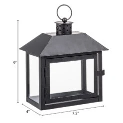 Wide Window Black Iron Lantern - 9 Inch -Solar Christmas Holiday Shop 30094878201