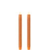 10 Inch Glitter Orange Moving Flame Taper Candle Set - 2 Remote Ready -Solar Christmas Holiday Shop 36044