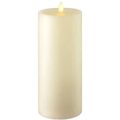 Moving Flame Candle 9 Inch Ivory Flat Top With Timer - Remote Ready
