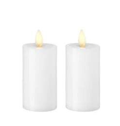 Wax 3.5 Inch White Moving Flame Votive Candles Set Of 2 - Remote Ready