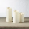 Set Of 3 Ivory Moving Flame Candles With Remote Control Included -Solar Christmas Holiday Shop 3709320lifestyle