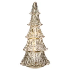 12 Inch Lighted Mercury Glass Christmas Tree - From RAZ -Solar Christmas Holiday Shop 3724736 main image