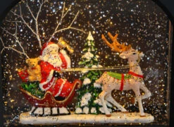 Santa In Sleigh Lighted Water Lantern - Timer -Solar Christmas Holiday Shop 3740513 raz water lantern close up