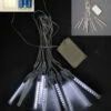 Battery Operated Cool White LED Snowfall Tube Set - 10 Tubes 4.5 Inch -Solar Christmas Holiday Shop 37465 WT B