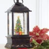 9.5 Inch Christmas Tree Lighted Musical Water Lantern With Timer