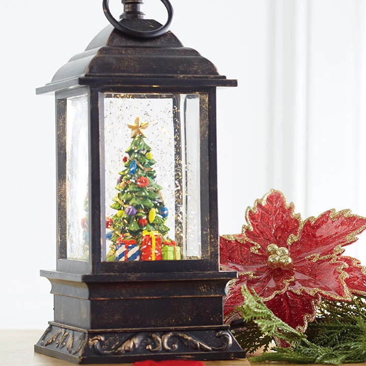 9.5 Inch Christmas Tree Lighted Musical Water Lantern With Timer 3 9.5 Inch Christmas Tree Lighted Musical Water Lantern With Timer