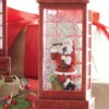 10 Inch Santa In English Phone Booth Musical Lighted Water Lantern With Timer