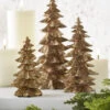Gold Glitter Trees Set Of 3 - NEW 2023 -Solar Christmas Holiday Shop 3811194 set of 3 trees gold
