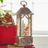 Santa Decorating Christmas Tree Woodland Carved House With Ivy Lighted Water Lantern -Solar Christmas Holiday Shop 3900770