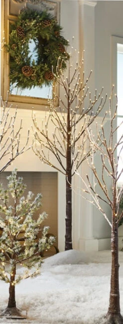 7 Foot Lighted Snowy Tree 280 Warm White LED - Indoor Outdoor - Steady On Or Twinkle From RAZ -Solar Christmas Holiday Shop 3900937 2