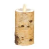 2 X 4 Inch Moving Flame Birch Wrapped Pillar Candle -Solar Christmas Holiday Shop 39112