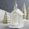 10.5 Inch Lighted Church Water Lantern Snow Globe -Solar Christmas Holiday Shop 3919039 church