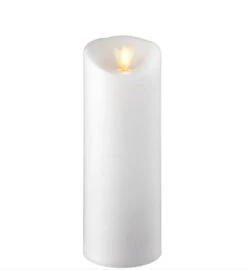 3 Inch Diameter White Moving Flame 8 Inch Candle - Remote Ready