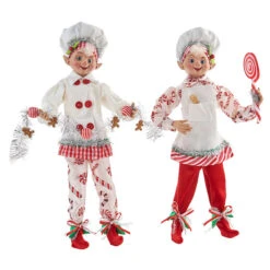 Set Of 2 Kringle Candy Co.16 Inch Posable Elf Asst Of 2 -Solar Christmas Holiday Shop 4002228