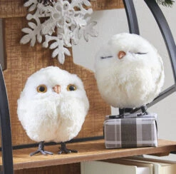 4 Inch White Owl Ornaments Set Of 2 Assorted From RAZ