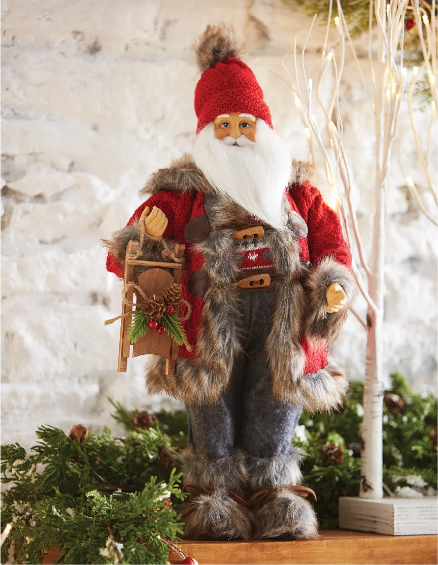 Nordic Santa Figurine With Sled - 19.5 Inch 3 Nordic Santa Figurine With Sled - 19.5 Inch