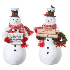 19 Inch Mr. Snowman Figurines Set Of 2 Assorted -Solar Christmas Holiday Shop 4016056 main