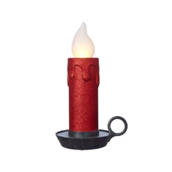 17.5 Inch Large Flickering Flame Red Glitter Christmas Candle -Solar Christmas Holiday Shop 4016115 main image